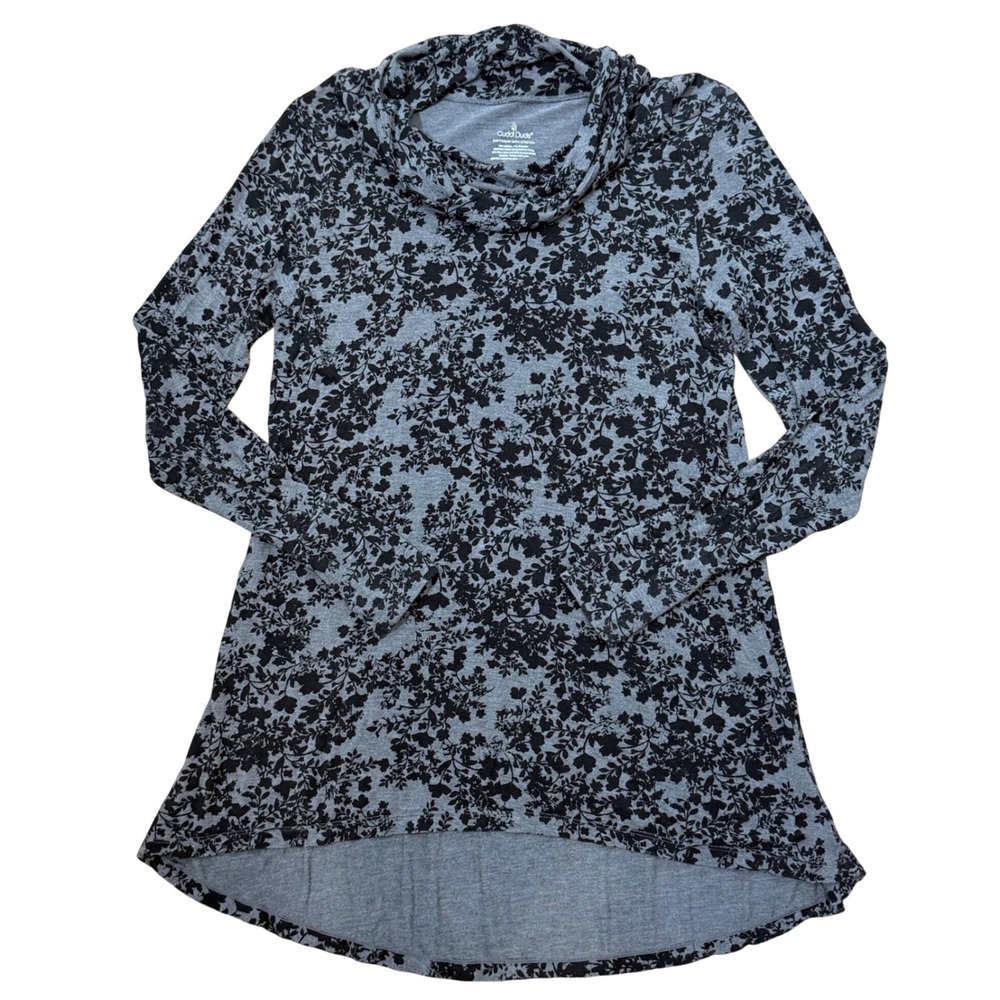 Cuddl Duds Cowl Neck Floral Stretch Winter Base Layer (L) Softwear With Stretch